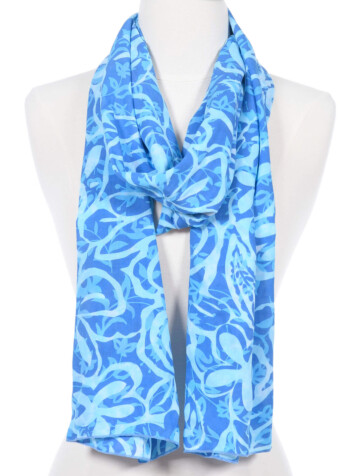 Meet our blue paisley flower print scarf. 