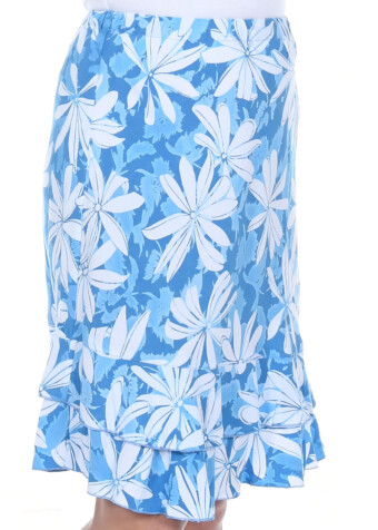 Swing into style with our blue tiare print sashay skirt.