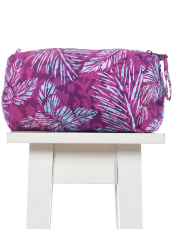 Multi pink palm strokes ditty bag with zipper.