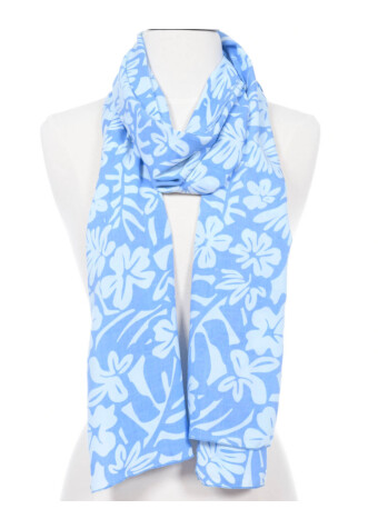 Our light, delicate scarf is a great way to accessorize any outfit and to brighten your day. Style it any way you can think of! Can be worn around the neck, shoulders, waist, head, or even tied to a bag. Measures 25" x 70". Made of 100% rayon voile.