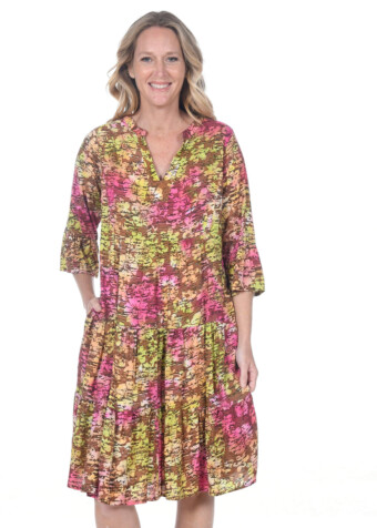 Meet our multi brown raining flowers kyla dress. 
