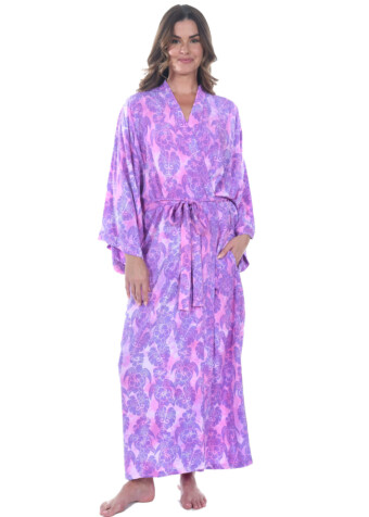 Relax and lounge in our kimono-style Long Robe in our pink turtle lei print. 