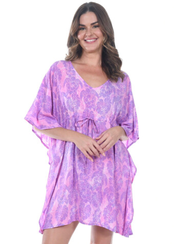 The pink turtle lei tropez top is a breezy caftan that fits all sizes.
