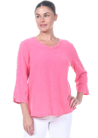 WOVEN COTTON SLUB TOP