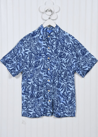 Blue garden mens aloha shirt.